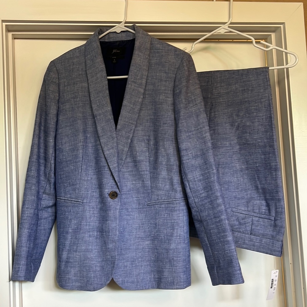 Women’s JCrew Blue linen suit - size 8.